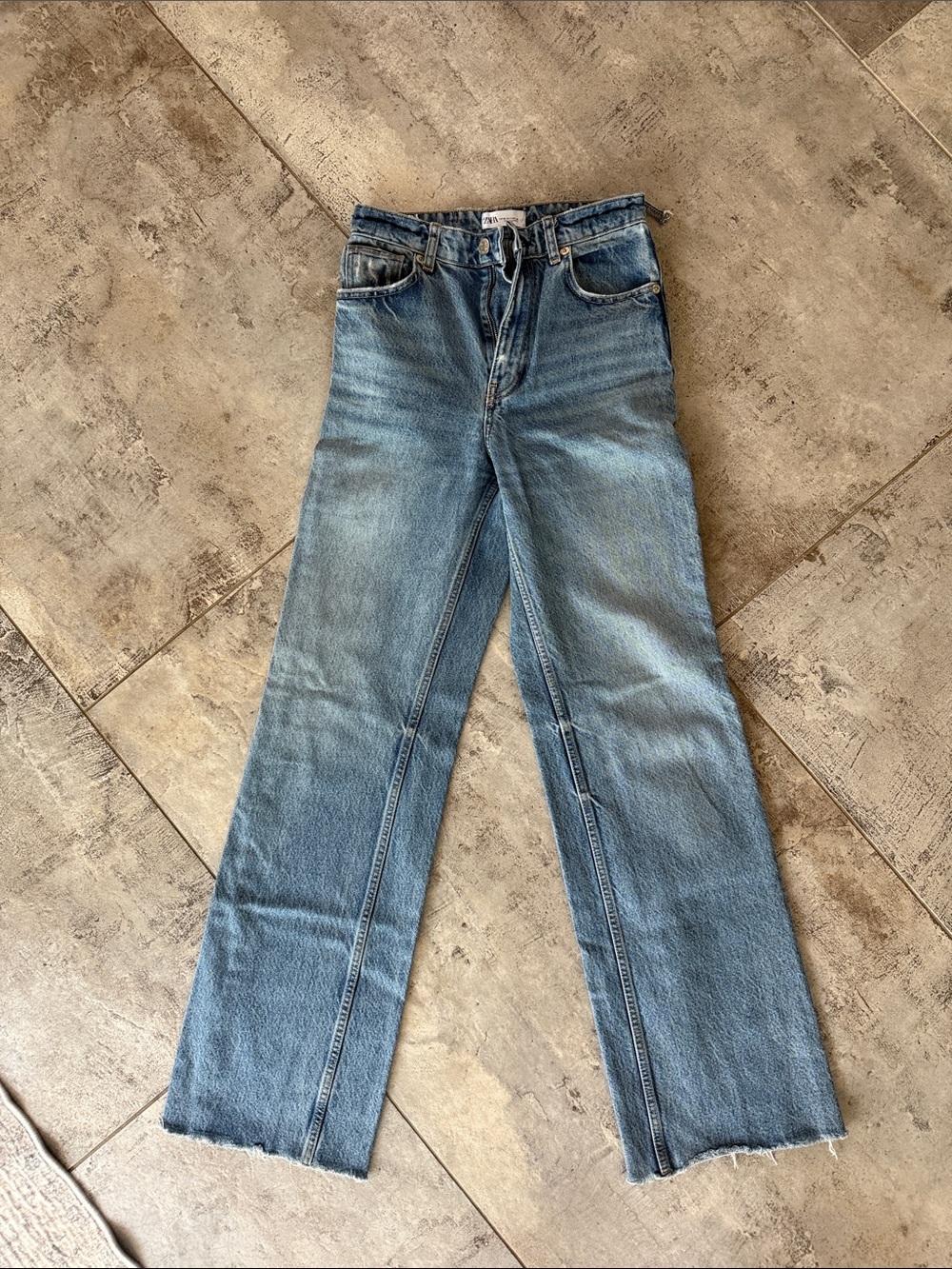 Zara Light Blue Straight-Leg Jeans